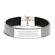 Law Enforcement Officer Silver Shark Mesh Stainless Steel Engraved Bracelet - Thanks for being who you are - Birthday Christmas Jewelry Gifts Coworkers Colleague Boss - Mallard Moon Gift Shop Gifts Coworkers, Love Encouragement, Silver Shark, Bracelet Inspiration, Bracelet Christmas, Birthday Bracelet, Moon Gifts, Christmas Bracelet, Mesh Bracelet