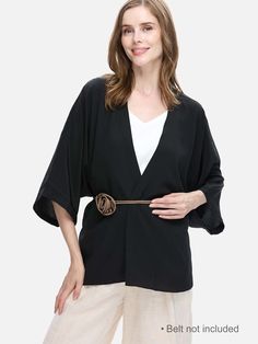 Light, fluid, and versatile, the Silk Relax Cardigan is made from 100% silk crepe, offering a subtle matte texture for added elegance. This luxurious piece feels like a soothing massage against your skin, making it the perfect blend of comfort and sophistication for any occasion. 100% Silk: At 18 momme thickness, we twist the yarns tightly and weave them into a subtle pebble-like texture for all-season comfort. Relaxed Elegance: Kimono-inspired sleeves and open sides provide easy movement. One S Hat Decoration, Cashmere Beanie, Handmade Belts, Cashmere Wrap, Cashmere Scarf, Silk Crepe, Black Silk, Corporate Gifts, Cashmere