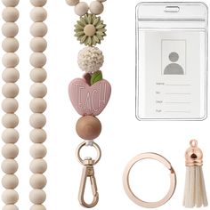 PRICES MAY VARY. High quality natural wood bead lanyard, beautiful, light-weight and comfortable to wear. Silicone beads are soft and elastic, with a comfortable touch and not easily faded Each lanyard is paired with a premium suedette tassel to add a touch of sophistication to your look. Perfect neutral colors to go with any outfit Hanging length of lanyard: 19.5" (Include snap hook), wood bead diameter: 10mm. Inside of ID holder is 2.32"W x 3.46"H, comfortably fits 3 credit-card or driver's li Lanyard For Keys, Comfort Gifts, Beaded Lanyard, Teacher Lanyard, Key Lanyard, Beaded Lanyards, Great Teacher Gifts, Women Office, Suede Tassel