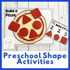 a piece of pizza with the words preschool shape activities