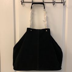 Nwt Black Suede Tote With A Very Large Interior With A Big Zippered Cloth Compartment Inside Feel Free To Ask Me Any Questions! Gold Metal Accessories Used Can Be Made In Trapezoidal Shape Or Regular Rectangular Shape! Elegant Suede Bucket Bag Tote, Chic Suede Shoulder Bag With Magnetic Closure, Suede Bags With Magnetic Closure, Elegant Suede Rectangular Bucket Bag, Elegant Rectangular Suede Bucket Bag, Elegant Suede Satchel Hobo Bag, Evening Suede Bag With Magnetic Closure, Evening Suede Shoulder Bag With Detachable Handle, Elegant Suede Shoulder Bag For Shopping