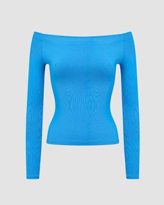 Details: Long-sleeve off-shoulder topTop Length: NormalSleeve Length: Long SleevesMaterials:95% Polyester + 5% Spandex High Stretch Off-shoulder Summer Tops, Solid Off-shoulder High Stretch Top, High Stretch Solid Color Off-shoulder Tops, Solid High Stretch Off-shoulder Top, Blue Off-shoulder Top For Fall, Solid Off-shoulder Fitted Top, Fitted Elastane Off-shoulder Tops, Fitted Off-shoulder Elastane Top, Blue Fitted Elastane Top