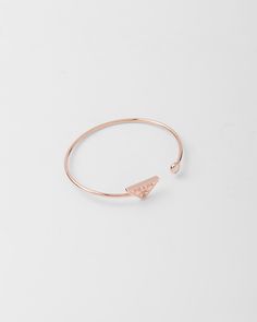 Prada Bracelet, Girly Bracelets, Unique Gold Jewelry Designs, Vs Logo, Womens Silver Jewelry, Rose Gold White, White Bracelets, Triangle Logo, Gold Bangle Bracelet