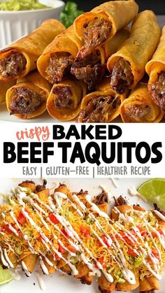 the recipe for baked beef taquitass is shown