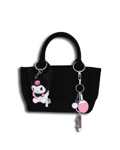 Bag details Materials: 100% Cotton Height: 5.7"/ 14.5cm Width: 7.8"/ 20cm Handle Drop: 4.7"/ 12cm Side: 3.5" / 9cm Bag charm details Multi Charms Materials: Stainless Steel, Brass, Acrylic Length: 7.9"/ 20.3cm Width: 2.4"/ 6.3cm Detachable Kuromi Charm (Gift with purchase) Materials: 100% polyester Length: 4.1"/ 10.6cm Width: 3.1"/ 8cm Detachable One size Made in Seoul CMT092-02 Trendy Top Handle Pouch For Gift, Trendy Top Handle Pouch As Gift, Trendy Top Handle Pouch For Daily Use, Casual Portable Bag For Personal Use, Trendy Mobile Phone Bag For Personal Use, Portable Crossbody Bag, Trendy Handheld Bag For Personal Use, Portable Top Handle Phone Bag For Daily Use, Casual Mobile Phone Bag For Personal Use