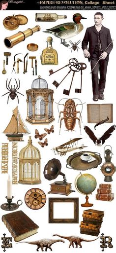 an assortment of antique items are shown in this image with the caption's description below