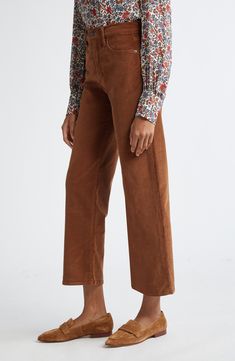 These supersoft corduroy pants are updated with a high waist, ankle-cropped legs and a welcome touch of stretch. 27" inseam; 17" leg opening; 12 1/2" front rise; 15" back rise (size 29) Zip fly with button closure Five-pocket style 98% cotton, 2% polyethane Machine wash, line dry Made in the USA Straight Leg Corduroy Pants For Spring, High Rise Corduroy Bottoms For Fall, Fall High-rise Corduroy Bottoms, Spring Corduroy Relaxed Fit Jeans, Fall Corduroy Jeans With Five Pockets, Spring High-rise Corduroy Pants, Spring Tapered Leg Corduroy Bottoms, Straight Leg Corduroy Pants For Work, Fall Corduroy High-waisted Pants