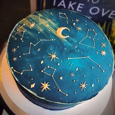 a cake with stars and the moon on it