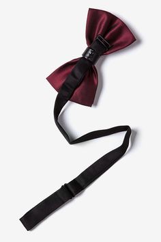 Metal-Tipped Maroon Pre-Tied Bow Tie Chic Detachable Bow Tie For Black Tie Events, Adjustable Decorative Bow For Black-tie Events, Elegant Red Bow Tie Adjustable, Elegant Adjustable Red Bow Tie, Dapper Adjustable Bow For Black Tie Events, Adjustable Dapper Bow For Black Tie Events, Adjustable Detachable Bow Tie, Adjustable Black Tie Bow With Decorative Details, Adjustable Decorative Bow For Black Tie Events