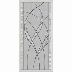 an art deco glass panel with wavy lines in grey and white, on a white background