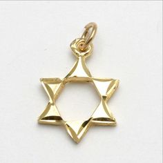 14k yellow gold Star of David pendant with corners filled in Diamond cut border Length (including bail): 11/16" Width: 7/16" Messianic Christian, Name Jewelry, Gold Star, Dream Jewelry, Jewelry Inspo, Silver Stars