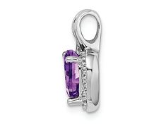 Rhodium over 14k white gold 1.25 cttw amethyst and diamond heart pendant. Measures approximately 5/8"L x 3/8"W. White Gold Amethyst Jewelry With Diamond Accents, February Birthstone Jewelry, Mystic Fire Topaz, Heart Pendant Diamond, Heart Gemstone, Purple Stones, Stone Heart, February Birth Stone, Amethyst Stone