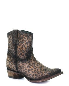 Women's Leopard Ankle Boots – Skip's Western Outfitters Corral Cowgirl Boots, Western Boots For Women, Embroidery Boots, Leopard Ankle Boots, Chic High Heels, Leopard Print Booties, Buy Boots, Corral Boots, Boot Companies