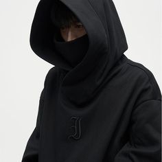 heavy cotton hoodie, rib knit cuffs and hem, kangaroo pocket at waist, panel cut hood, stand-up collar layered under hood, embroidered logo at chest. Composition - Heavyweight Cotton Blend Sizing: US/EU Oversized Fit (Size Down For Regular Fit) Model: 178cm/58kg 5'10/128lbs wearing size XL Turtleneck Streetwear, Streetwear Fashion Winter, Asymmetric Hoodie, Punk Hoodie, Turtleneck Hoodie, Sherpa Lined Hoodie, Layered Hoodie, Turtle Neck Men, Streetwear Mode