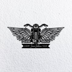 the logo for best in peace motorcycle shop, which is located on top of a white wall