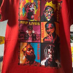 Red Rap Lives Matter T-Shirt. Brand New Without Tags Red Casual T-shirt With Graphic Design, Red Hip Hop T-shirt With Graphic Design, Red Graphic Print T-shirt, Red Graphic Design Crew Neck T-shirt, Red Graphic Crew Neck T-shirt, Red Crew Neck T-shirt With Graphic Design, Red Pre-shrunk Graphic Tee, Red Crew Neck Top With Graphic Design, Red Screen Print Tops For Summer