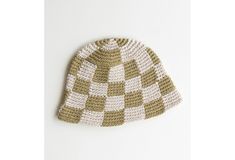 Product Details 100% Acrylic One Size Fits Most Checkered Bucket Hat, Bucket Hat, Crochet Hats, Knitting, Hats, Crochet