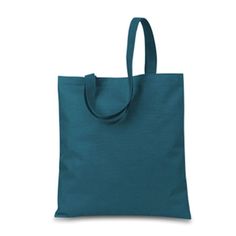 a teal colored tote bag on a white background