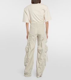 Fern low-rise cargo pants in neutrals - The Attico | Mytheresa Techwear Wide Leg Parachute Pants With Patch Pockets, Techwear Wide Leg Cargo Pants With Patch Pockets, Wide-leg Cargo Pants With Techwear Style, Wide Leg Techwear Cargo Pants With Pockets, Utility High-waisted Cargo Pants, Techwear High-waisted Cargo Pants, Techwear Wide-leg Cargo Pants, Utility High-waisted Wide Leg Pants With Cargo Pockets, Utility Parachute Pants With Cargo Pockets