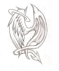 a drawing of a bird with wings on it's back and the word love written in