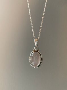 Sterling silver oval rose quartz necklace Cute Necklace Silver, Pink Oval Sterling Silver Necklace, Dainty Sterling Silver Oval Necklace, Silver Oval Rose Quartz Jewelry, Oval Rose Quartz Silver Jewelry, Silver Necklace Aesthetic, Silversmith Necklace, Dainty Silver Jewelry, Pink Quartz Jewelry