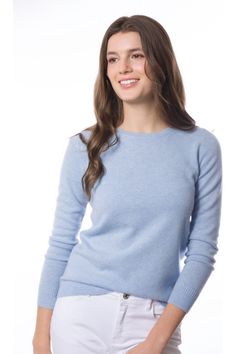 Robertson Madison 100% Cashmere Fine Gauge Crew Neck CC-245 | Lt. Blue Cashmere Fabric, Cashmere Sweater Women, Everyday Luxury, Sweater Fits, Boatneck Sweater, Cowl Neck Sweater, Crew Neck Top, Club Monaco, Baby Sweaters