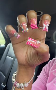 Short Pink Nails, Junk Nails, Duck Nails, Hard Nails, Girly Acrylic Nails, French Tip Acrylic Nails, Short Square Acrylic Nails, Exotic Nails