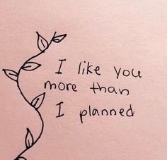 i like you more than i planned written on a piece of paper with black ink