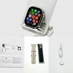 an apple watch is shown with its accessories