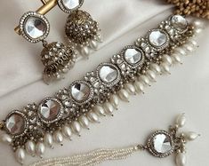 Silver Indian Jewellery Indian Reception Jewellery AD Crystal Jewellery High Quality Silver Kundan Necklace Pakistani Jewellery - Etsy Canada Reception Jewellery, Indian Reception, Pakistani Jewellery, Jewellery Indian, Jewelry Ads, Kundan Necklace, Pakistani Jewelry, Crystal Jewellery, Kundan Necklaces