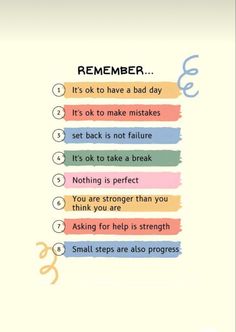 a poster with the words reminders written in different colors and font, including an image of