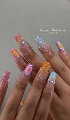 Long Fairy Nails, Vibrant Summer Nails, Pretty Gel Nails, Really Cute Nails, Acrylic Nails Coffin Short, Short Acrylic Nails Designs