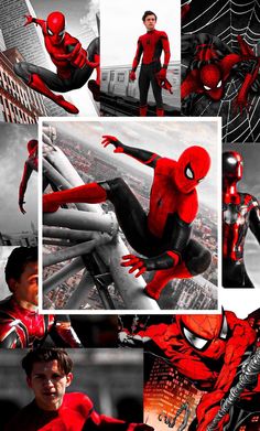 spider - man collage in black and red