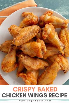 Crispy Baked Chicken Wings Easy Crispy Chicken Wings, Baked Crispy Wings, Baked Breaded Chicken Wings, Chicken Wings With Cornstarch, Easy Baked Wings, Crispy Oven Wings, Cornstarch Chicken Wings, Crispy Wings In The Oven, Chicken Wings In The Oven Crispy