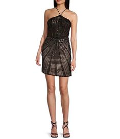 GB Social Sequin Beaded Halter Mini Dress | Dillard's Hoco 2024, Classic Wardrobe Staples, Halter Mini Dress, Sequin Beading, Halter Neckline, Dillard's, Fun Prints, Perfect Outfit, Wardrobe Staples