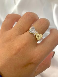 -14K Bow Ring  - 100% Gold  -Size 7  - Yellow Gold.  -Cubic zirconia  -Item sold by piece. Weight undetermined. Bow Ring, Rings Statement, Statement Rings, Cubic Zirconia, Beauty Book, Jewelry Rings, Etsy Accessories, Accessory Gift, Gift Card