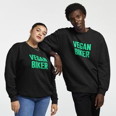 Get my art printed on awesome products. Support me at Redbubble #RBandME: https://www.redbubble.com/i/sweatshirt/Vegan-Biker-by-IdeasForArtists/161346749.LEP2X?asc=u