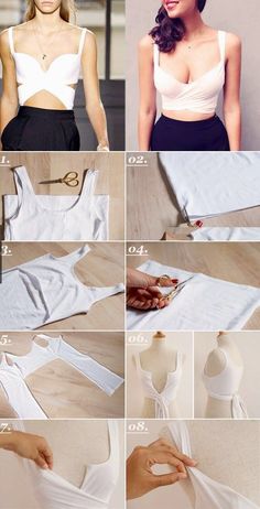 how to make a crop top from an old t - shirt or tank top with cutouts