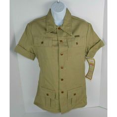 Vintage - 1970's Women's Maverick (Blue Bell) Safari Style Shirt - Bronze Snaps - Elastic Back At Waist 55% Polyester, 45% Cotton, Nice Heavy Duty Feel - Khaki Tag Size Large Actual Measurements - 18.5" Pit To Pit, 16" Shoulder Seam To Shoulder Seam, 16" Across And Unstretched At Waist, 26.5" Back Of Collar To Bottom Hem New Old Stock With Tags. Excellent Condition. Safari Shirt, Country Casual, Disco Shirt, Blue Bell, Plaid Vest, Floral Sleeveless Top, Safari Style, Animal Print Blouse, Red Suede