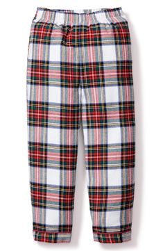 Timeless plaid brings staple style to cotton-blend pajama pants that will keep your little one feeling comfy with cuffs and an easy elastic waist. Meets Consumer Product Safety Commission's flammability standards for children's sleepwear 50% cotton, 50% modacrylic Machine wash, dry flat Imported Childrens Pyjamas, Tartan Pants, Cotton Pajama Pants, Luxury Sleepwear, Magnolia Baby, Romper And Jacket, Pajama Pant, Holiday Wardrobe, Print Pajamas