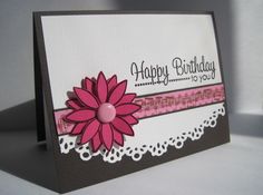 a birthday card with a pink flower on it