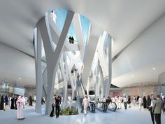 an artist's rendering of the interior of a building with people walking around it