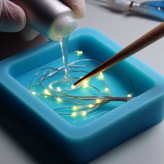 How To Embed Leds In Resin - Detailed Guide For Beginners 25 Epoxy Silicon Mold, Resin Lights Diy, Resin Crafts With Lights, Using Resin In Crafts, Diy Resin Molds Ideas, How To Make A Resin Mold, Creative Resin Ideas, How To Layer Resin, Epoxy Resin Lamp Diy