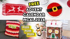 crocheted christmas decorations and other items are featured in the advertisement