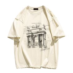 Indulge in the artistic and avant-garde with our Irregular Architecture T-shirt. Featuring a unique design that breaks the norm, this shirt is a perfect statement piece for those who appreciate innovation and creativity. Made with premium materials for a luxurious feel. Features: -100% Cotton -Crew Neckline -Architecture -Dropped Shoulder -Regular fit -Unisex style Oversized Artistic Cotton T-shirt, Artistic Oversized Cotton T-shirt, Artistic Oversized Graphic Tops, Artistic Crew Neck Top With Text Print, Artistic Text Print Crew Neck Top, Artistic Short Sleeve Top With Text Print, Oversized Artistic White Top, Oversized Artistic Graphic Print T-shirt, Artistic Short Sleeve T-shirt With Printing