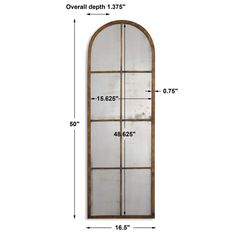 an arched window is shown with measurements