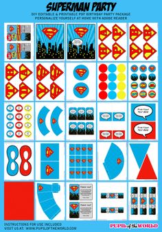 superman party printables and decorations