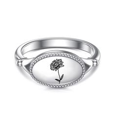 PRICES MAY VARY. Design: The ring has some birth month flowers pattern engraved on the outside, you can also choose 1/2/3/4 different birth month flower to engrave your favorite on it- click ''Customize Now''. There are three color you can choose. Material: Made in High Quality 925 sterling silver. The you birth month flower ring have been specially treated to minimize tarnishing so you can bask in their brilliance for a longer time. Unique Gift: Personalized Floral Ring, if you are more of a na Birth Month Flower, Silver Signet Ring, Floral Ring, Birthday Ring, Month Flowers, Birth Month Flowers, Labradorite Ring, Flowers Pattern, Birth Flower