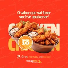 an advertisement for chicken in a bowl