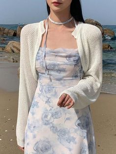 Women Solid Color Cardigan For Summer Vacation Beach White Casual  Long Sleeve Knitwear Floral,Plain,All Over Print  Medium Stretch Summer Women Clothing, size features are:Bust: ,Length: ,Sleeve Length: Cardigan For Summer, Beach Cardigan, Floral Outfit, Lightweight Cardigan, Kids Beachwear, White Casual, Knitwear Women, Cardigans For Women, Summer Vacation